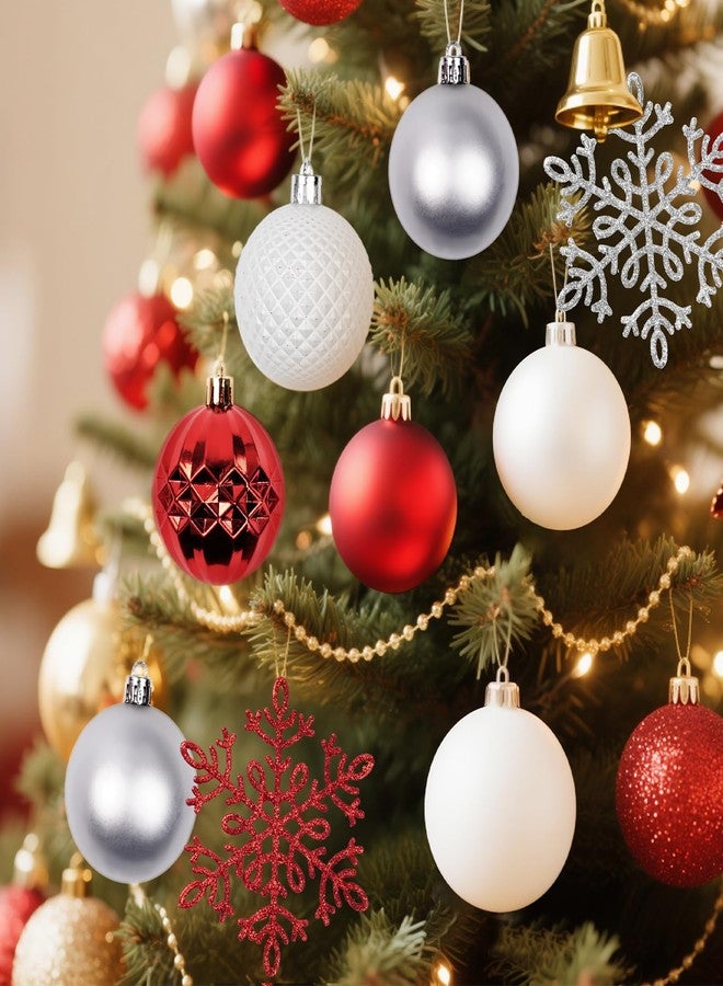 FullMeet Christmas Tree Decorations Ornament Set, 60ct 2.36 Inches Red and White Shatterproof Christmas Ball Ornaments, Hanging Ball for Xmas Holiday Wedding Party Decor - Image 5